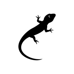 Naklejka premium Superb Lizard Head Black Silhouette Digital Artwork Print vector illustration background