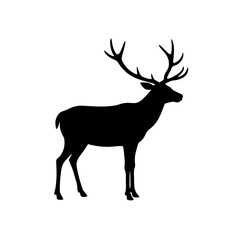 Detailed Elk Black Silhouette Decorative Element vector illustration background
