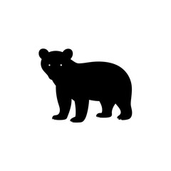 Fototapeta premium Graceful Bear Cub Black Silhouette Stylized Art Form vector illustration background