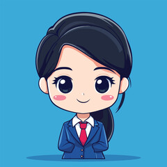 Cheerful Anime Businesswoman in Formal Attire