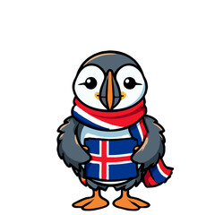 Cute Icelandic Puffin Celebrating National Day