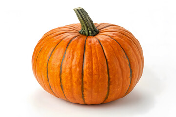 Fototapeta premium Fresh Orange Pumpkin on White Background Harvest Vegetable Image