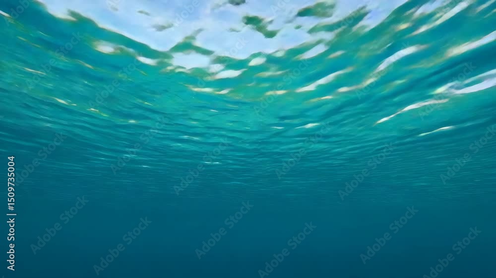 Aufkleber underwater view with turquoise water and light reflections creating abstract patterns