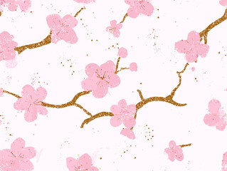 cherry blossom, flower, pattern, floral, seamless, vector, illustration, nature, spring, blossom, design, wallpaper, decoration, flowers, pink, cherry, tree, art, leaf, beauty, plant, texture, branch,