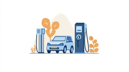 Naklejka premium Enhancing electric vehicle charging station networks cashless payment solutions for an efficient economy