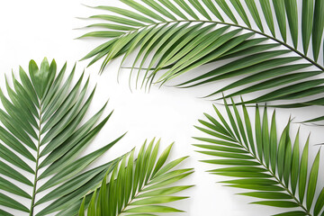 Tropical Green Palm Leaves Isolated on White Background for Nature and Botanical Design
