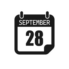 Vector icon page day calendar - 28 September month