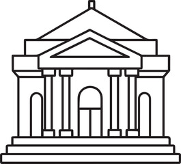 Fototapeta premium museum outline vector illustration line art 