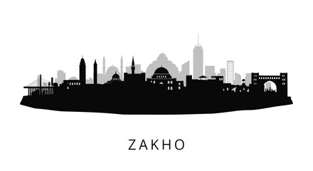 Naklejka premium Zakho Iraq Skyline Silhouette with Cityscape.