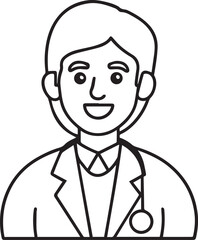 Obraz premium A man He is a doctor outline vector illustration line art