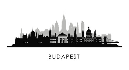 Obraz premium Budapest Skyline Hungary Cityscape Silhouette.