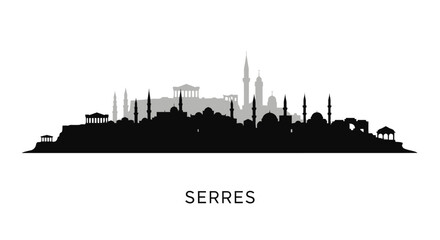 Fototapeta premium Serres with Greece Skyline Silhouette, Cityscape, and Landmark.