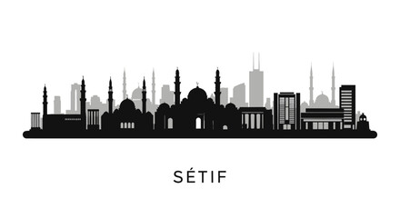 Naklejka premium Setif skyline with Algeria City silhouette.