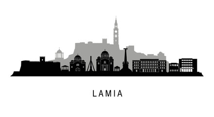 Naklejka premium Lamia City Greece Skyline Silhouette Vector.