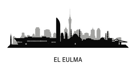 Fototapeta premium El Eulma Skyline Silhouette Vector with Algeria City.