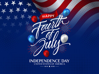 Happy 4th of July, set of abstract backgrounds waving USA flag background, fourth july

