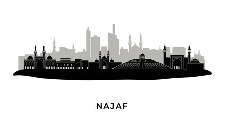 Obraz premium Najaf Iraq skyline silhouette with urban city.