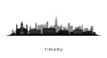 Fototapeta premium Timaru with New Zealand Skyline Silhouette Vector.