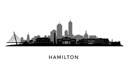 Hamilton Skyline with Canada Black Silhouette.