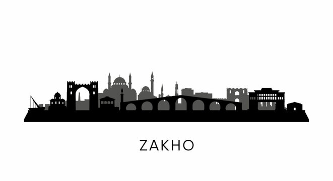 Zakho Skyline City Silhouette Vector.