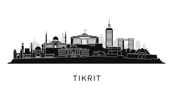 Tikrit Skyline with Iraq City Silhouette Vector.