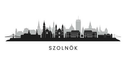 Fototapeta premium Szolnok Hungary Skyline Silhouette Cityscape.