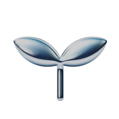 メタリックな若葉のアイコン Y2Kスタイルのイラスト