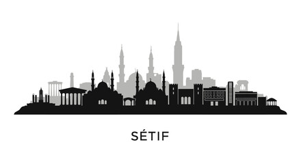 Fototapeta premium Setif Algeria Skyline Silhouette Vector.