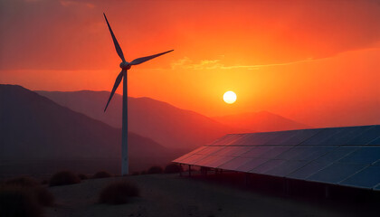 wind turbine and solar panels