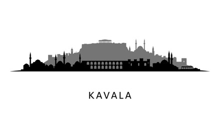 Naklejka premium Kavala Greece Skyline Silhouette.