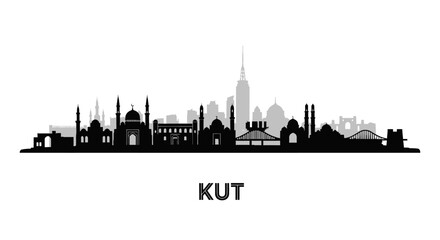 Obraz premium Kut Iraq Skyline Silhouette Landmark Vector.