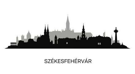 Fototapeta premium Szkesfehrvr with Hungary skyline Silhouette.