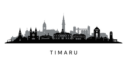 Fototapeta premium Timaru Skyline Silhouette with New Zealand, and Cityscape.