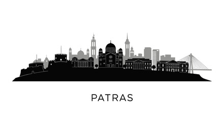 Patras Skyline with Greece Cityscape Silhouette.