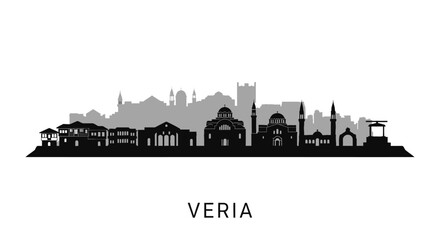 Obraz premium Veria Greece Skyline with Silhouette, Cityscape, and Vector.