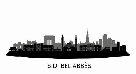 Fototapeta premium Sidi Bel Abbs silhouette with Algeria Skyline.