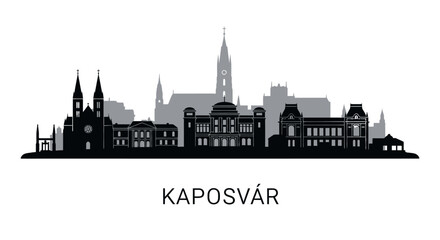 Fototapeta premium Kaposvr Skyline with Hungary City Silhouette.