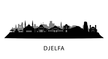 Fototapeta premium Djelfa Algeria Skyline Silhouette.