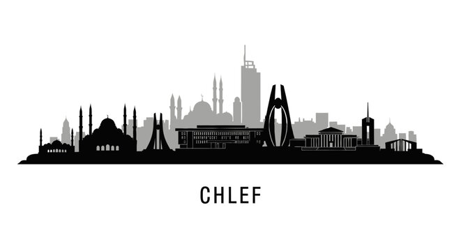 Chlef Skyline Algeria Cityscape Silhouette.