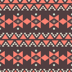 A colorful tribal design composed of geometric shapes, highlighting a blend of patterns and cultural artistry