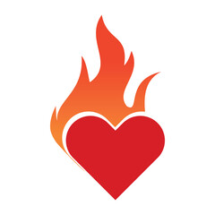 Passion Flaming Heart Icon  Burning Desire Vector Graphic for Emotional and Love Designs