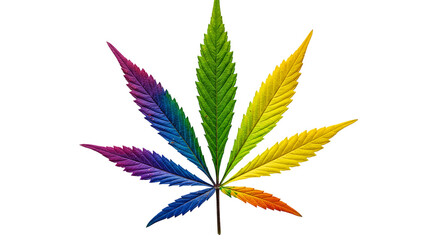An iconic rainbow cannabis leaf a symbol of pride and freedom stands bold against the void on transparent background