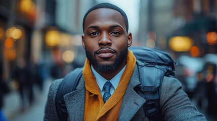 Confident Young Man Posing in Urban Environment with Backpack