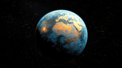 Naklejka premium Simulated planet Earth in space, detailed and vibrant.