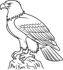 Majestic bald eagle perched on rock coloring page