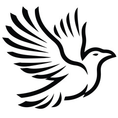 Obraz premium Black and white illustration of a stylized dove in flight