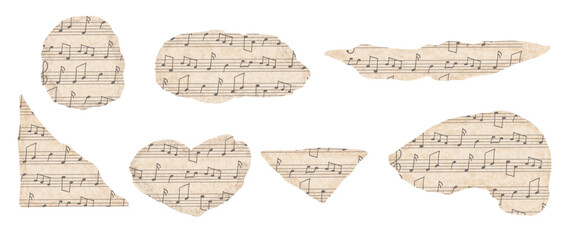 Ripped vintage music paper for collage design