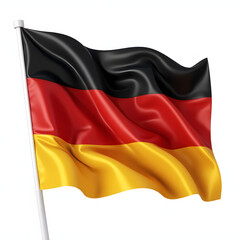 Naklejka premium Germany national flag isolated on white background. High-resolution studio shot with textile texture and soft fabric folds.