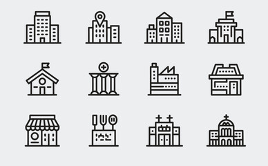 Vector black building icon set
