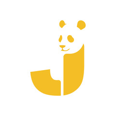 Initial J Panda logo icon vector design template, logo for brand and etc